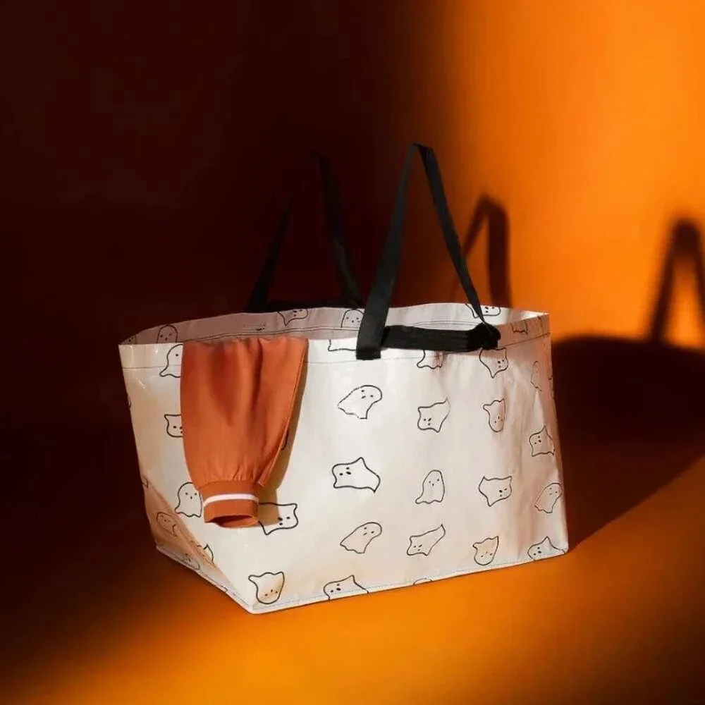 IKEA  Ghost Halloween Print Shopping Bag KUSTFYR  Large Unisex White 19 Gallon